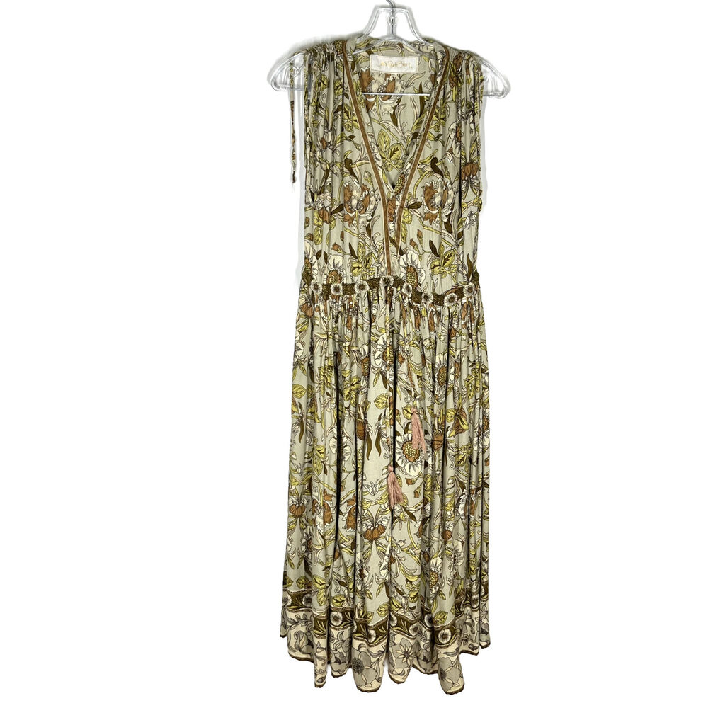 Jen's Pirate Booty Cream & Brown Floral V‑Neck Midi Dress - Picture 7 of 12